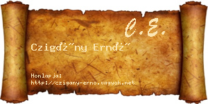 Czigány Ernő névjegykártya